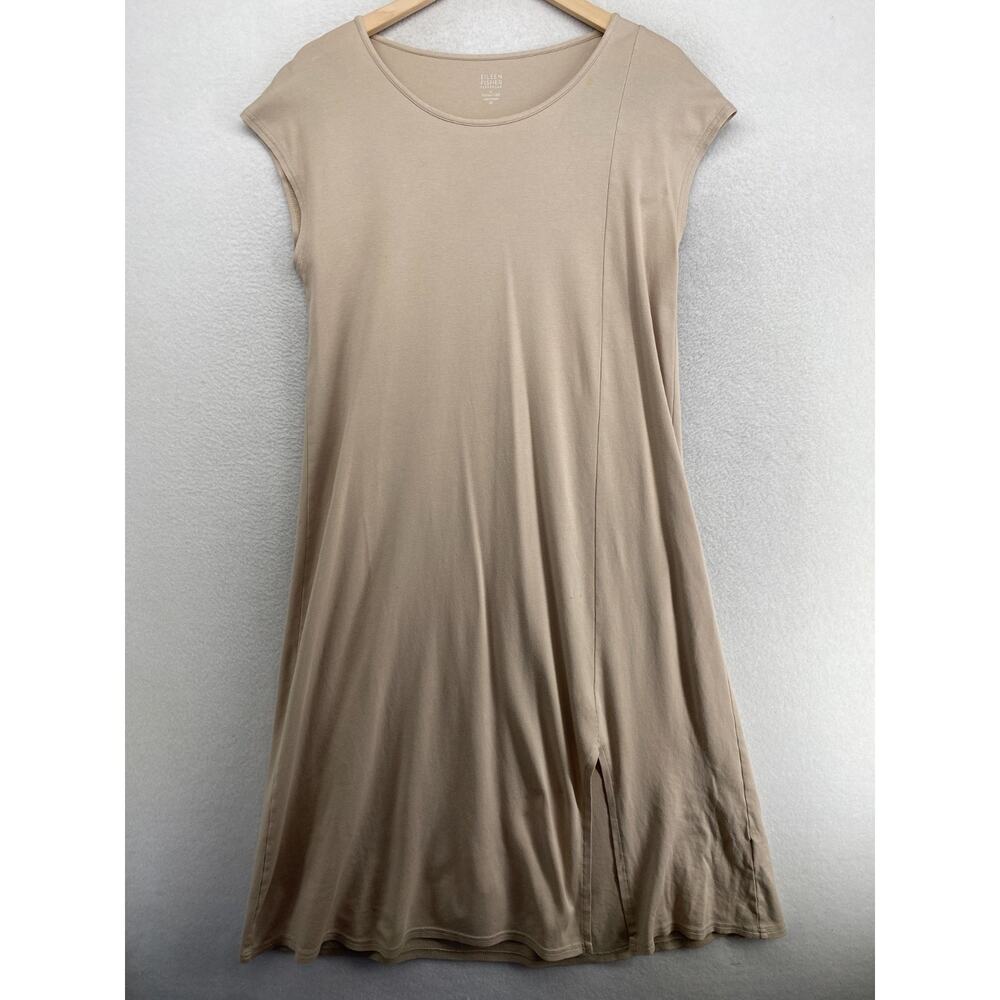 EILEEN FISHER GARNET HILL Nightgown XS Cotton Jersey Sleepwear Shift Tunic Beige